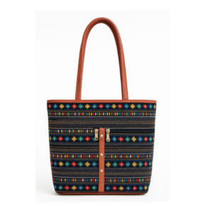 Handbag - "Tribal Threads Tote" – Reflects the cultural and artisanal feel of the fabric design.